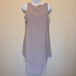 Cable & Gauge Women’s Taupe Sleeveless Asymmetrical Tunic Top Blouse - S